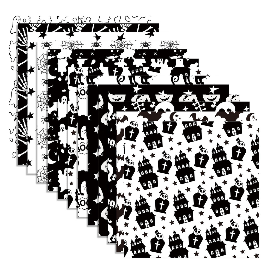 Halloween Scrapbook Paper 24 Sheets 11.8x11.8 Black & White Double-Sided