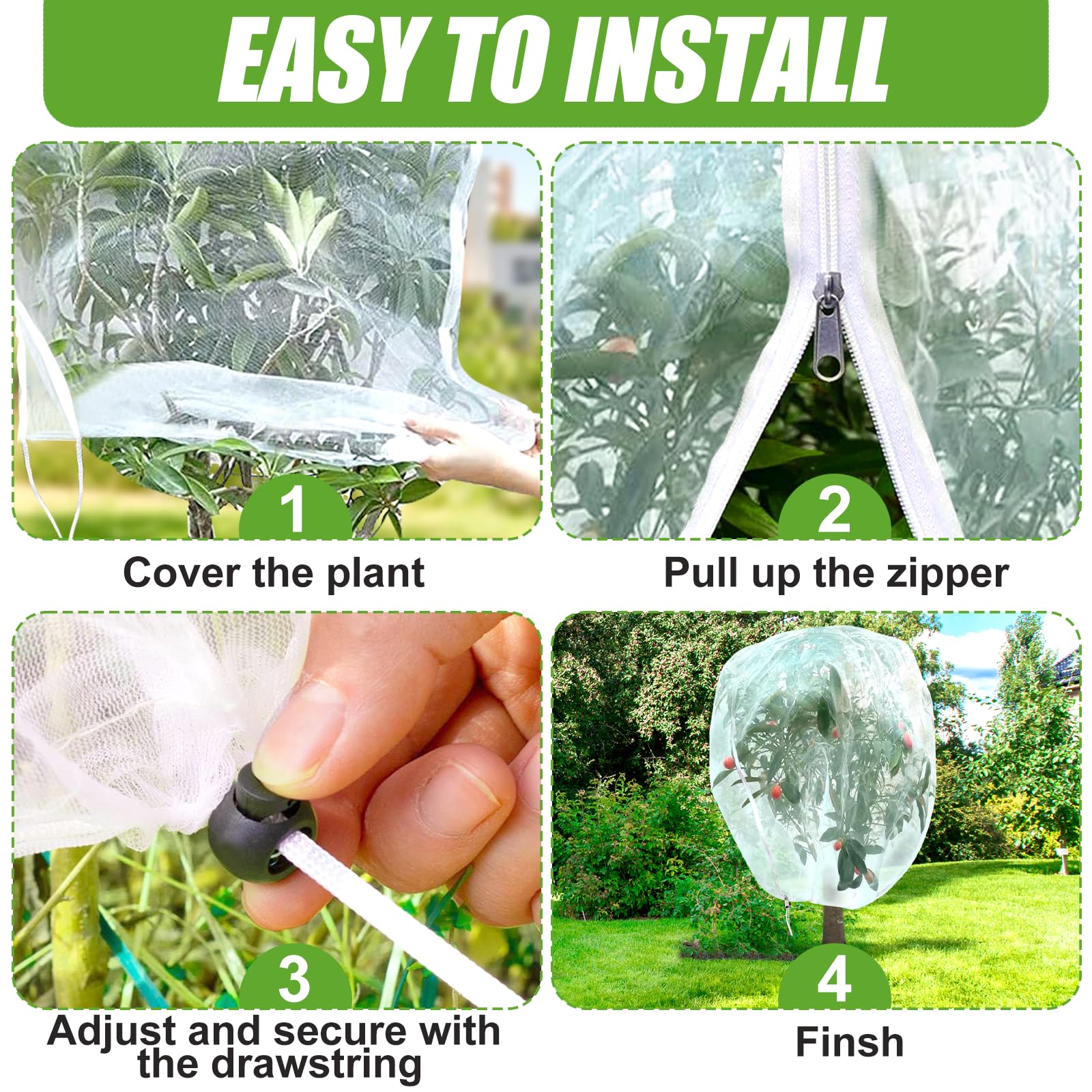H.Romo Fruit Tree Netting 8x8ft Clear Garden Bird Pest Barrier 1 Pack