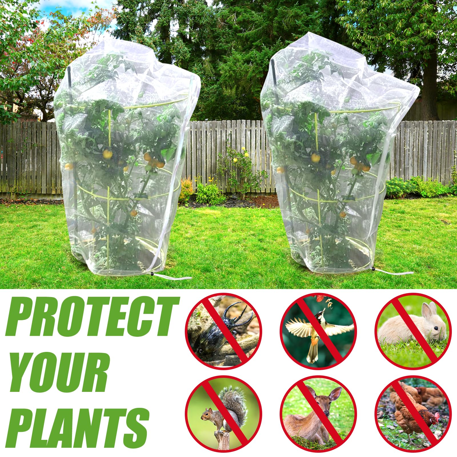 H.Romo Fruit Tree Netting 8x8ft Clear Garden Bird Pest Barrier 1 Pack