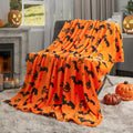 SE SOFTEXLY Ghost Halloween Reversible Pumpkin Fleece Throw Blanket 50x70