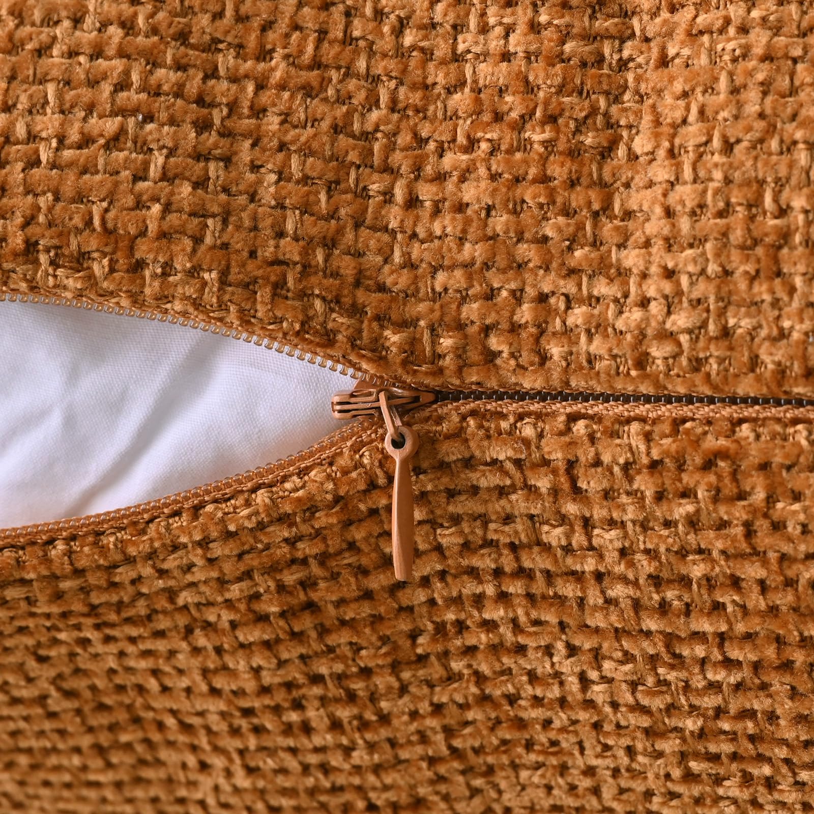 Cozoomy Chenille Linen Throw Pillow Covers 12x20 Inch Rustic Bronze Set of 2