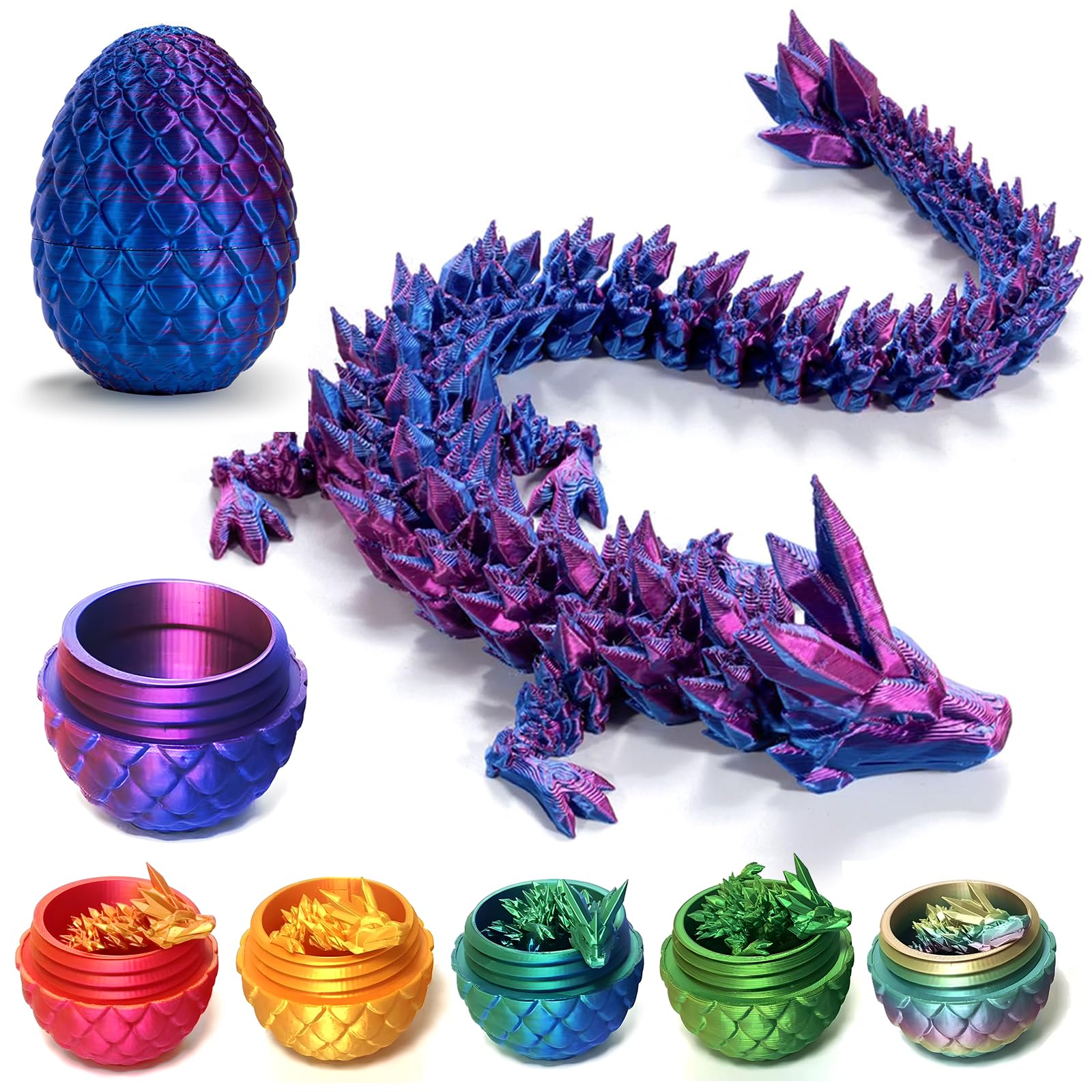 stepsin Easter Dragons 3D Printed Purple Crystal Dragon Egg Fidget Toy