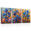 HTTART Blue Iris Flower Oil Painting Wall Art Van Gogh Style 12x16 Set of 3