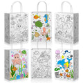 Yaomiao 24 Pcs Color Your Own Kraft Paper Tote Bags Sea Blue