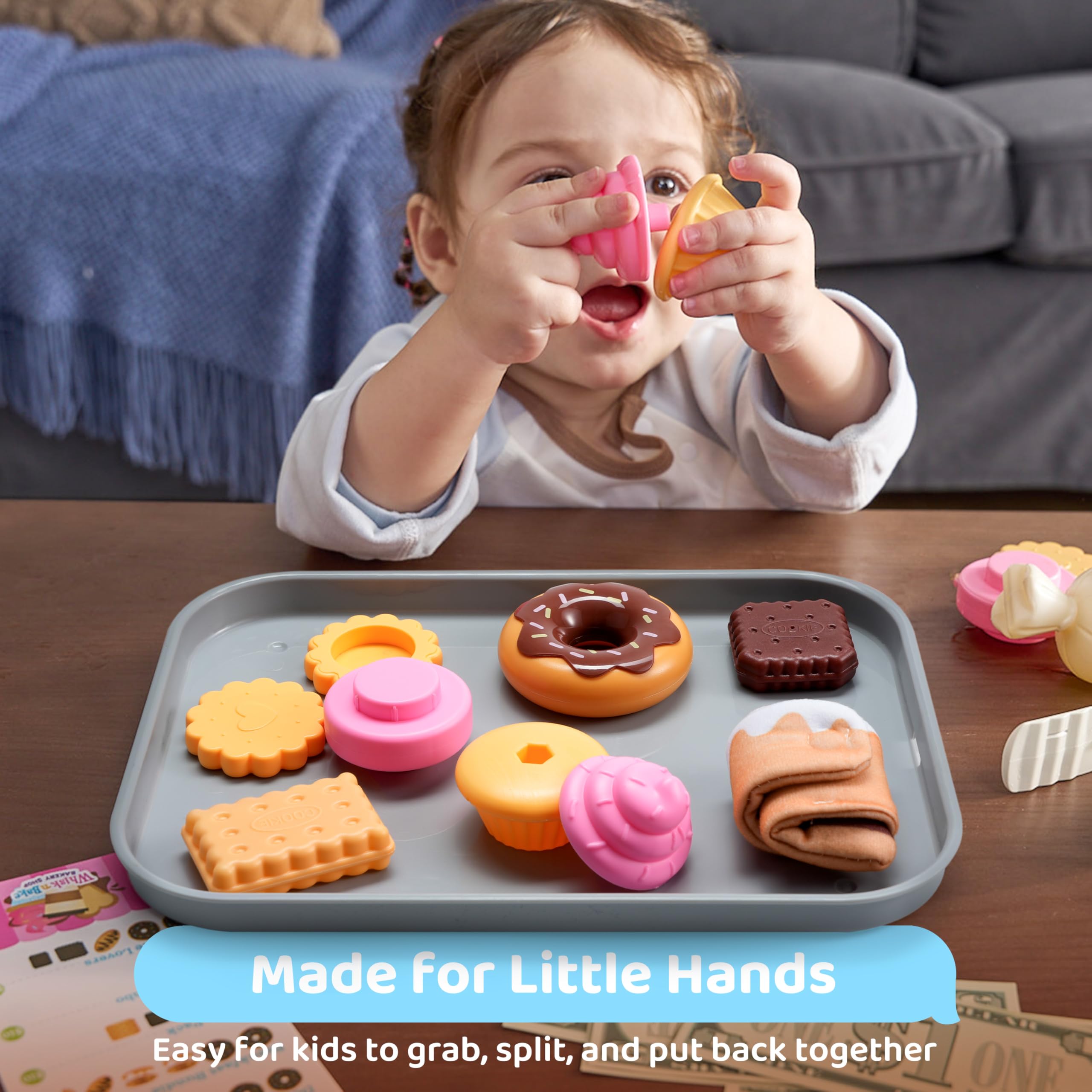 JOVA lalalark Cookie Play Food Set Toddler Pretend Toys 17 PCS Multicolor