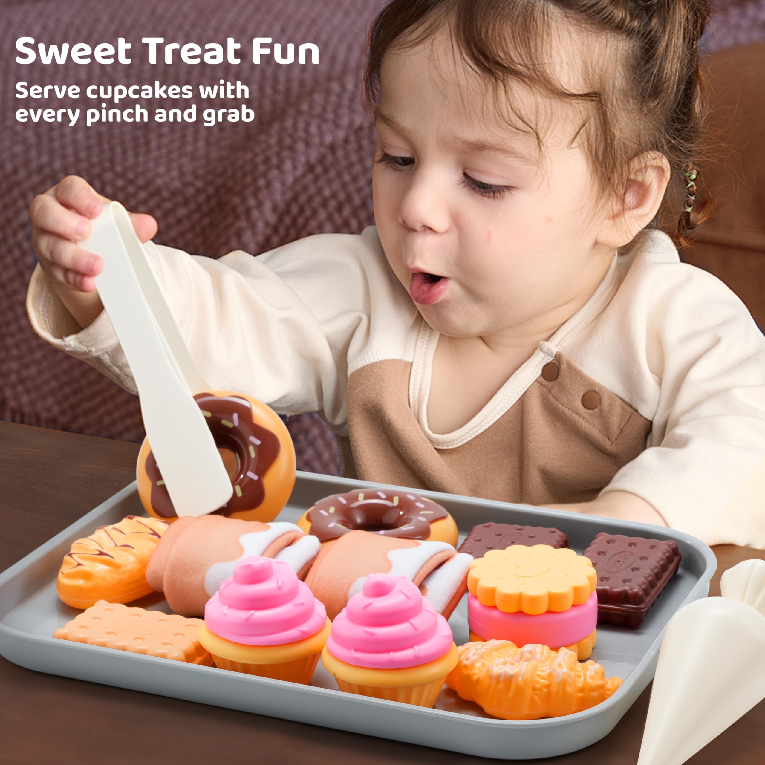 JOVA lalalark Cookie Play Food Set Toddler Pretend Toys 17 PCS Multicolor