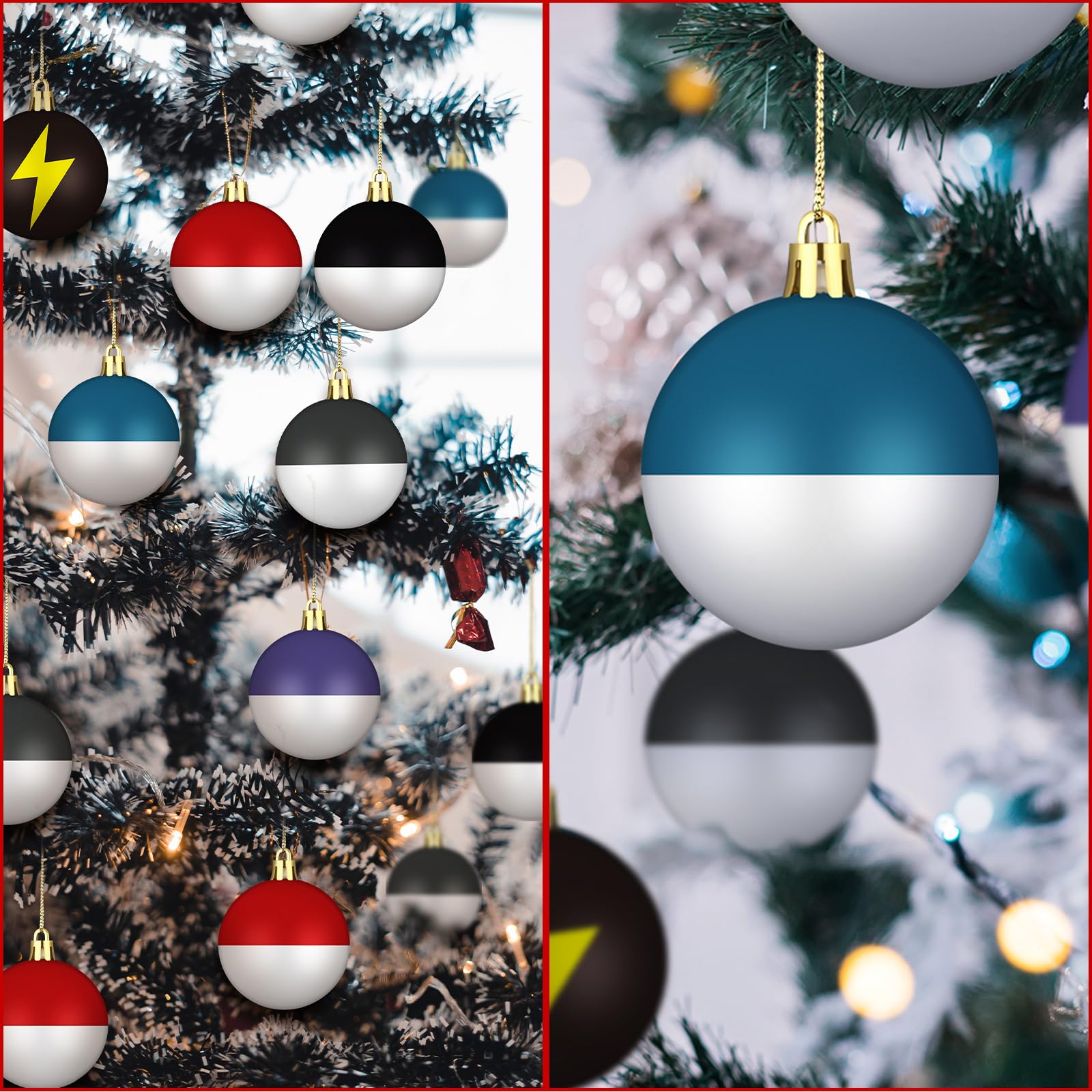 Rotatingpals 24pcs 2.4in Christmas Tree Ball Ornaments Lightning Color