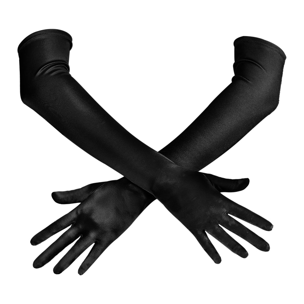 Spooktacular Creations Long Satin Opera Party Gloves Black 21in One Size