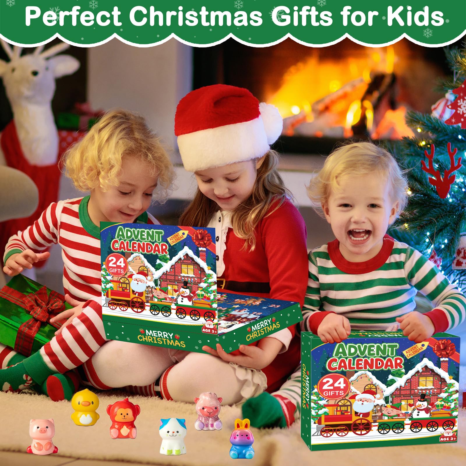 Govetom 2025 Christmas Advent Calendar 24 Days Slow Rising Squishy Multi-color