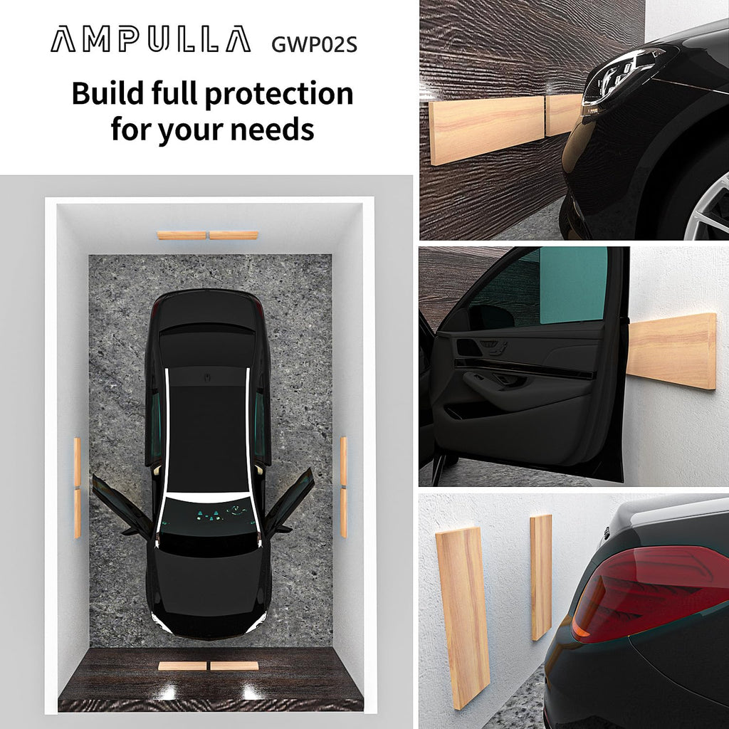 AMPULLA GWP02S Wood Grain Garage Wall Protector Car Door Protectors 2-Pack