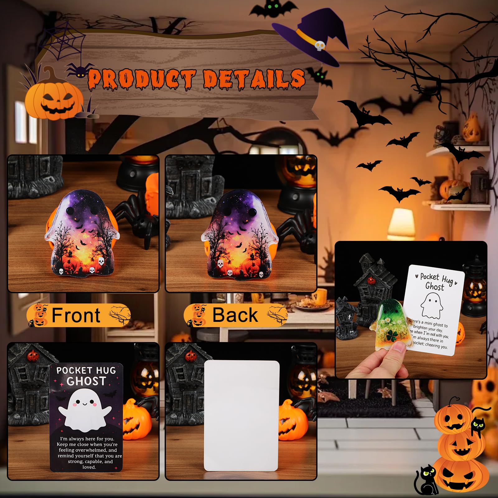 Generic Ghost Pocket Cards Halloween Comfort Black Inspirational Card A
