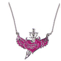 THIRD RAIL Sword Piercing Pink Winged Heart Necklace