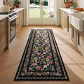Vowkten Kitchen Runner Rug 2'x6' Non Slip Washable Black Vintage Polyester