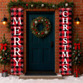 X-Protector Merry Christmas Buffalo Plaid Banner 71x13 Red