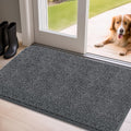 Mibao Front Door Mat Non-Slip Waterproof 35.5x59in Dark Grey TPR Backing