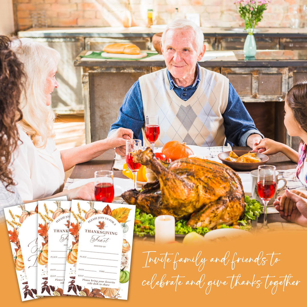 Yhtmbf Thanksgiving Party Invitations 20pcs 4x6 Maple Leaves Pumpkins Fall