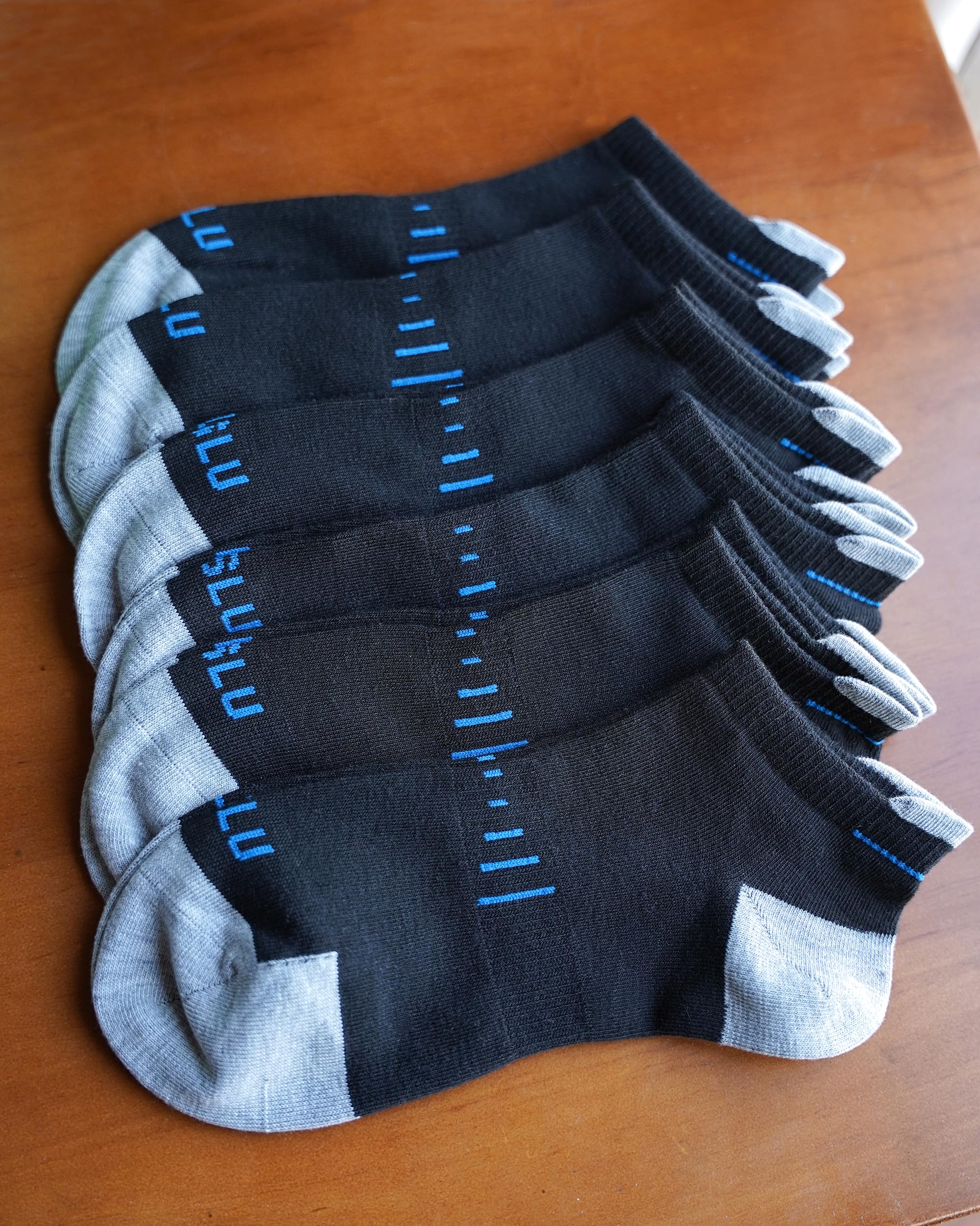 ASLU Athletic Compression Cushioned Ankle Socks Black 6 Pairs Size 6-9