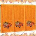 Fanfanwin 3 Pcs Thanksgiving Hand Towels Orange Pumpkin 13.8x29.5 Inch Cotton