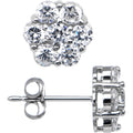 14k White Gold 9mm CZ Flower Stud Earrings