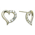 14k Yellow Gold CZ Hollow Heart Stud Earrings 12mm