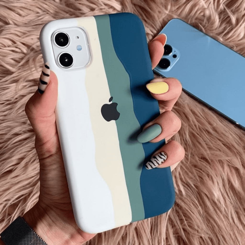 iPhone Silicone Case (Teal Rainbow)