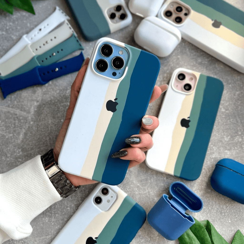 iPhone Silicone Case (Teal Rainbow)