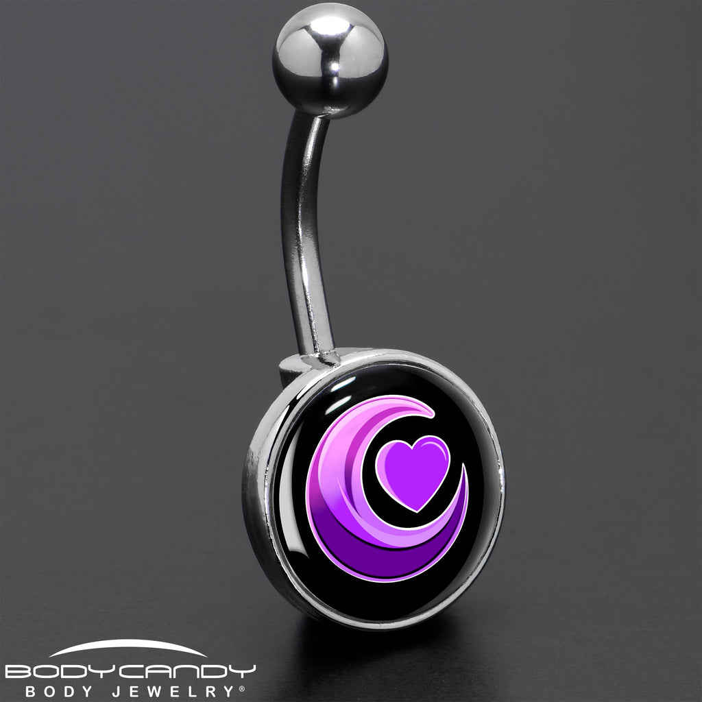 Crescent Moon Heart Belly Ring by Onyx O