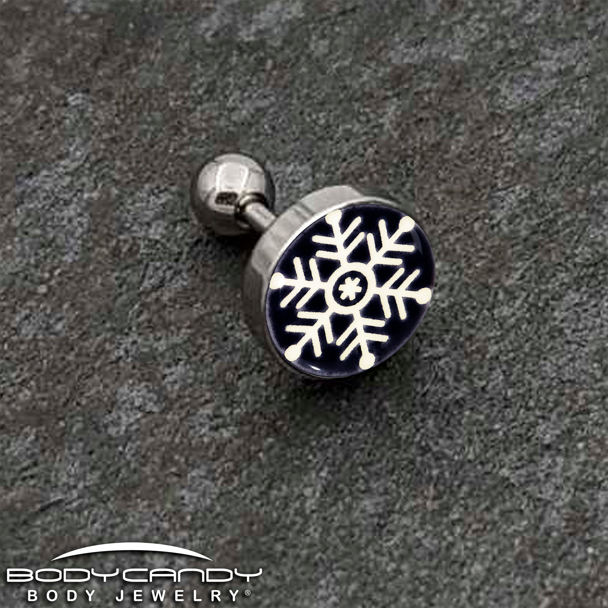 Glow in the Dark Holiday Snowflake Tragus Cartilage Earring by Onyx O