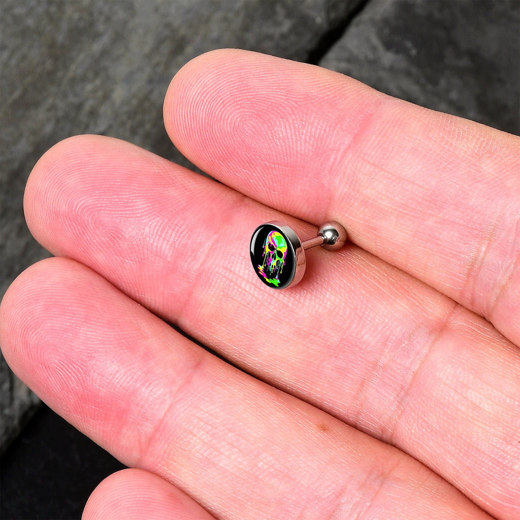 16G 1/4 Ultra Bright Melting Skull Tragus Cartilage Earring by Onyx O