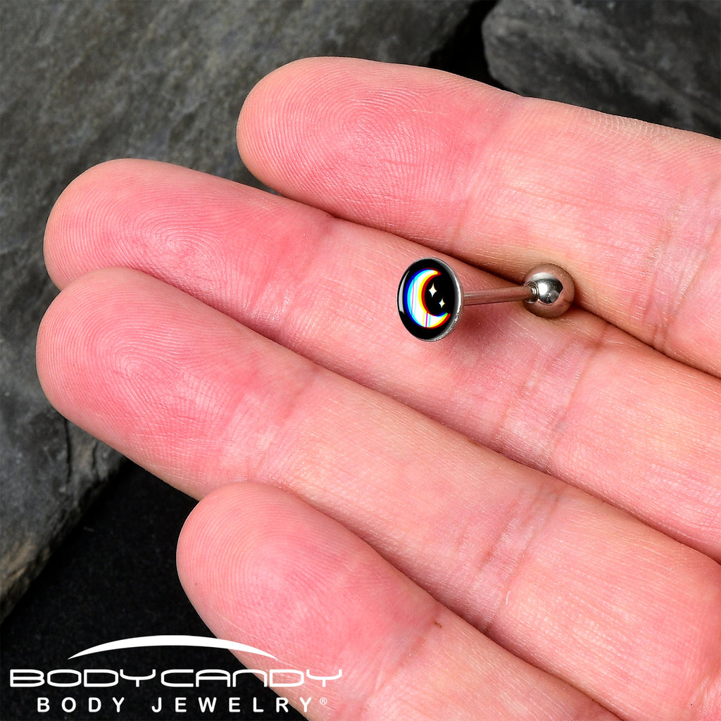 Chromatic Moon Barbell Tongue Ring by Onyx O