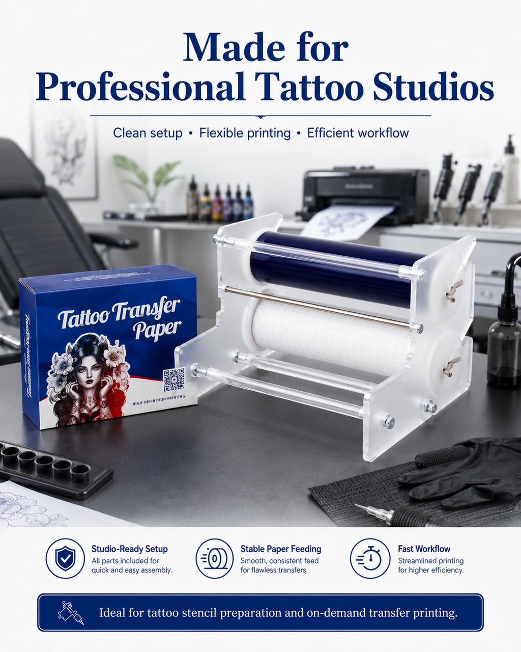AIMO ROLL PAPER |separating tattoo stencil paper 210cm x 30m With bracket