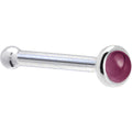Solid 14K White Gold 2mm Genuine Raspberry Rhodolite Garnet Nose Ring