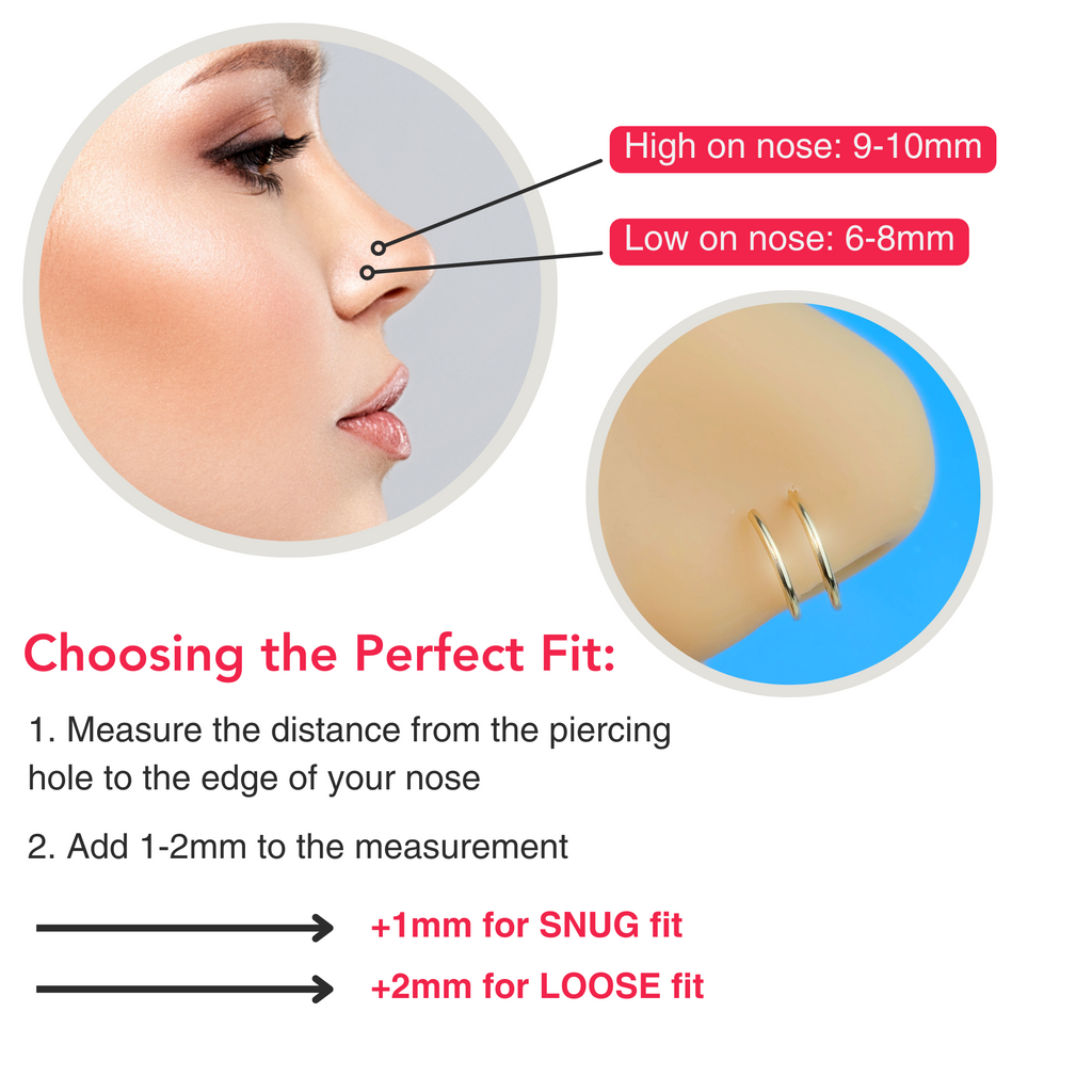 Double Hoop Nose 14k Yellow Gold Filled Spiral Nose Ring 20G 8mm Right
