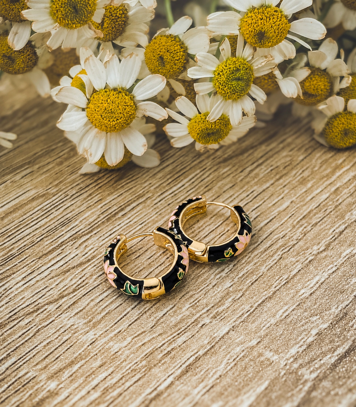 Midnight Garden Huggie Hoops