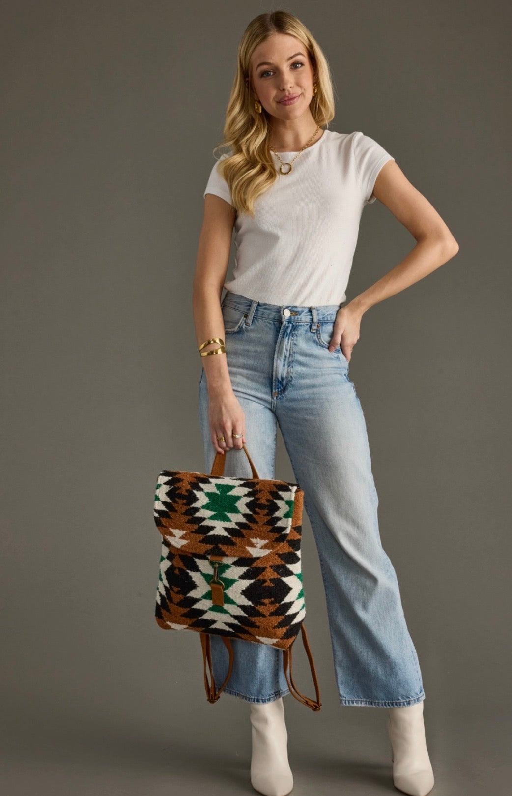 Brown, Black & Green Aztec Backpack
