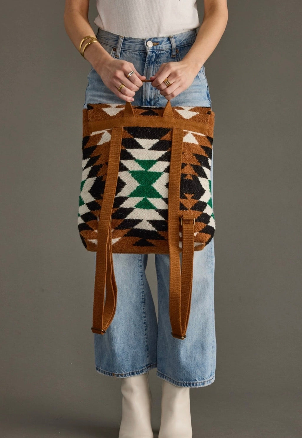 Brown, Black & Green Aztec Backpack