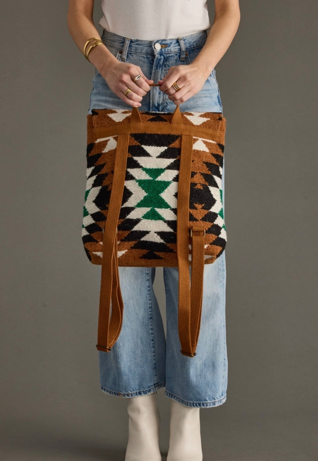 Brown, Black & Green Aztec Backpack