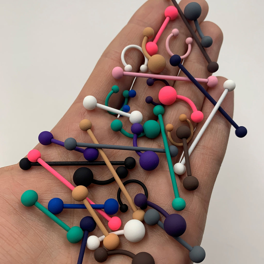 16G 3/8 Beauteous Black Matte Horseshoe Circular Barbell