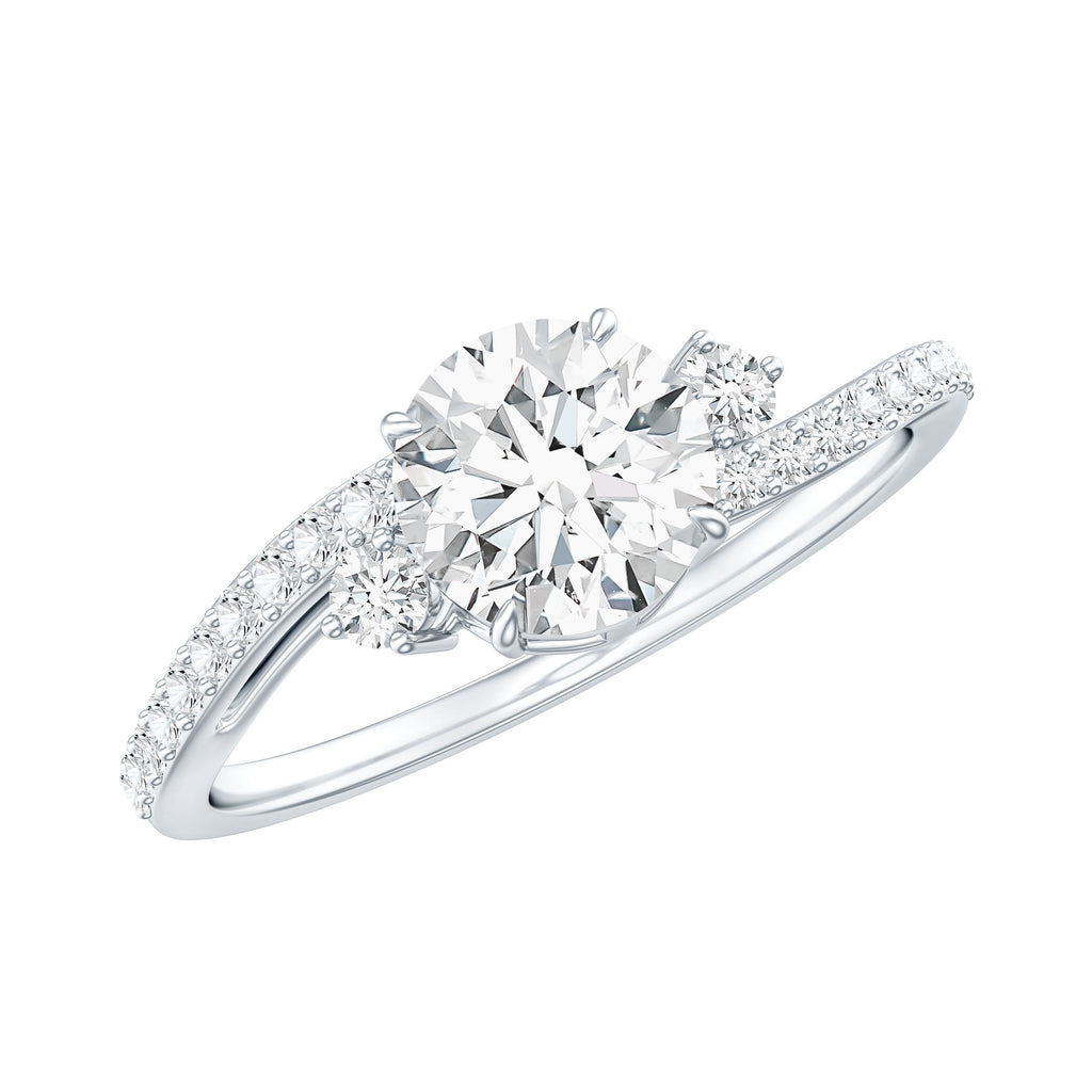 0.9 Carat Lab Grown Diamond Solitaire Engagement Ring With Side Stones