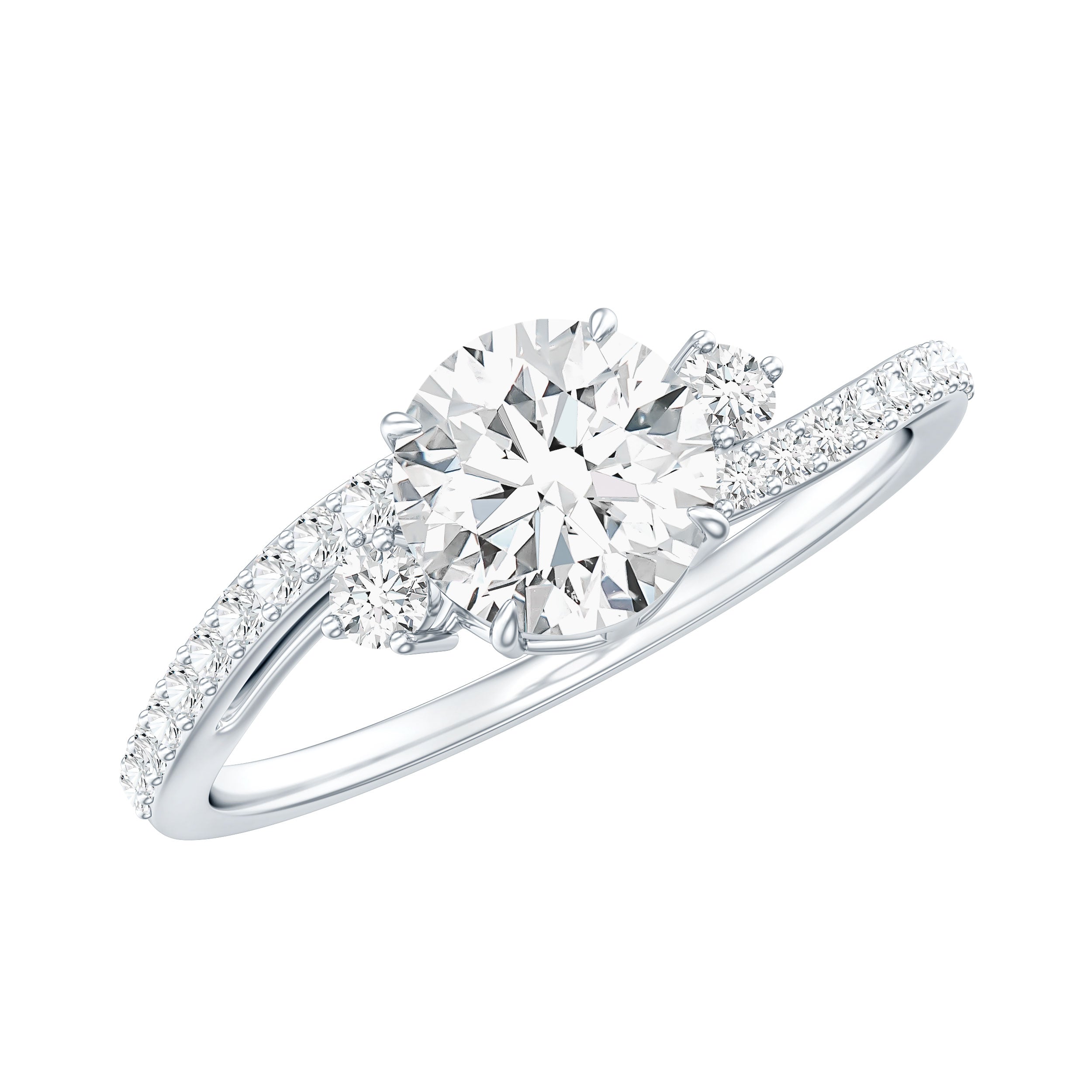 0.9 Carat Lab Grown Diamond Solitaire Engagement Ring With Side Stones