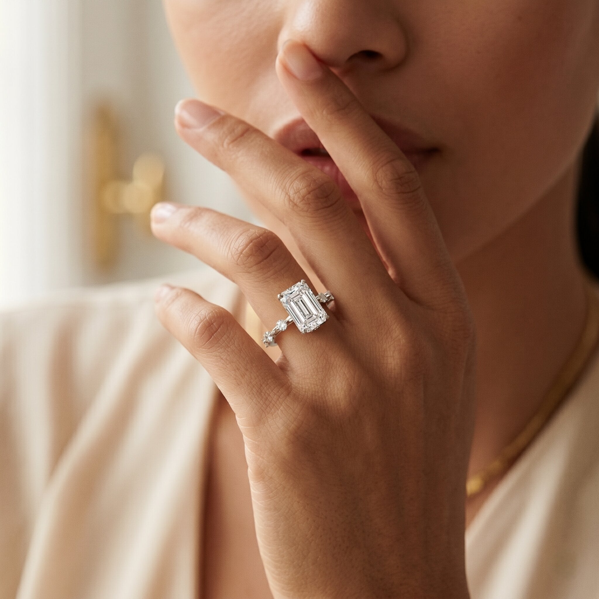 Emerald Cut 2 Carat Lab Grown Diamond Engagement Ring IGI Certified