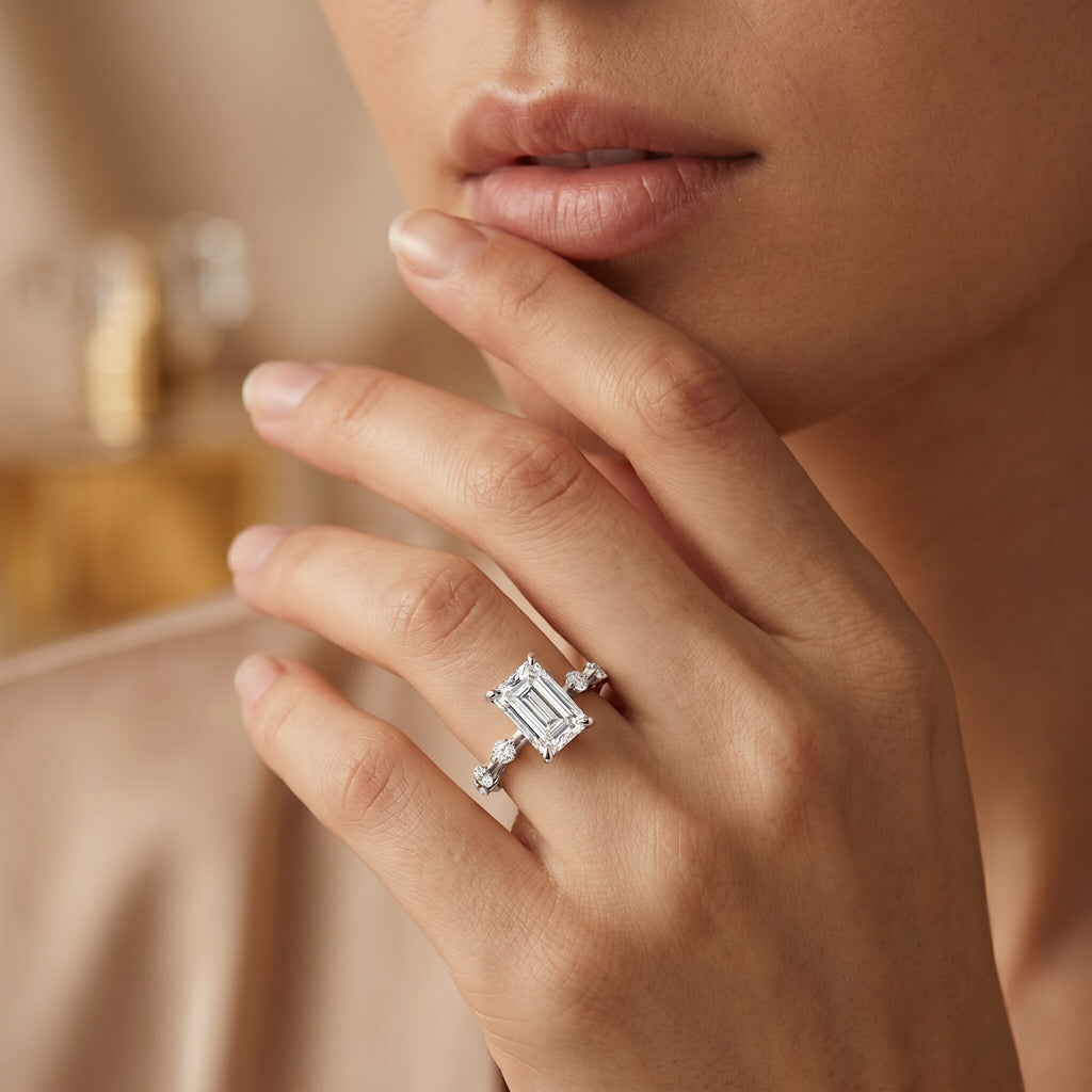 Emerald Cut 2 Carat Lab Grown Diamond Engagement Ring IGI Certified