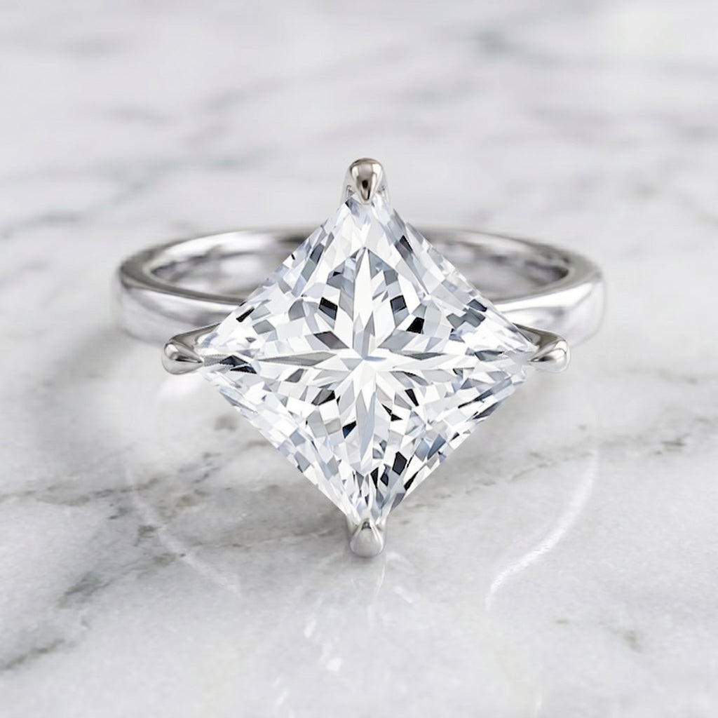 IGI Certified 4 Carat Princess Cut Lab Grown Diamond Engagement Ring