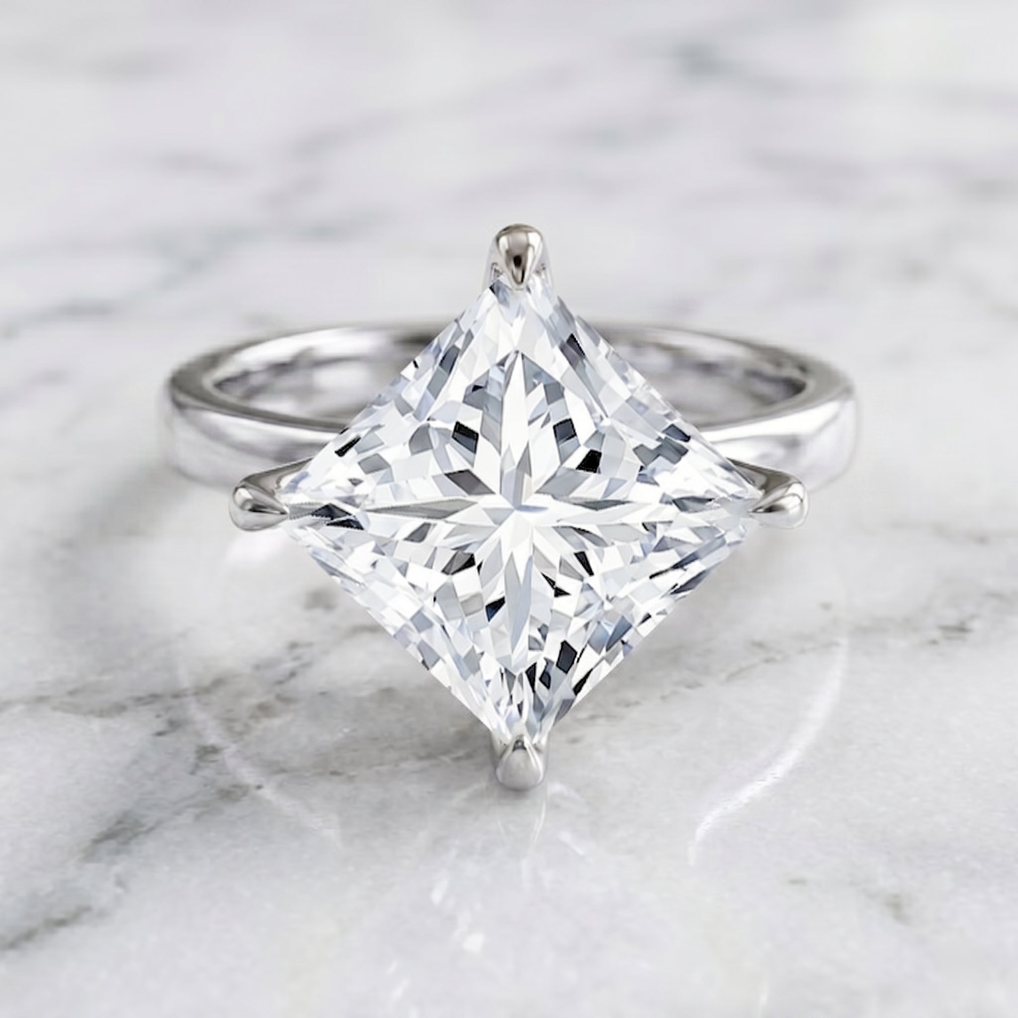 IGI Certified 4 Carat Princess Cut Lab Grown Diamond Engagement Ring