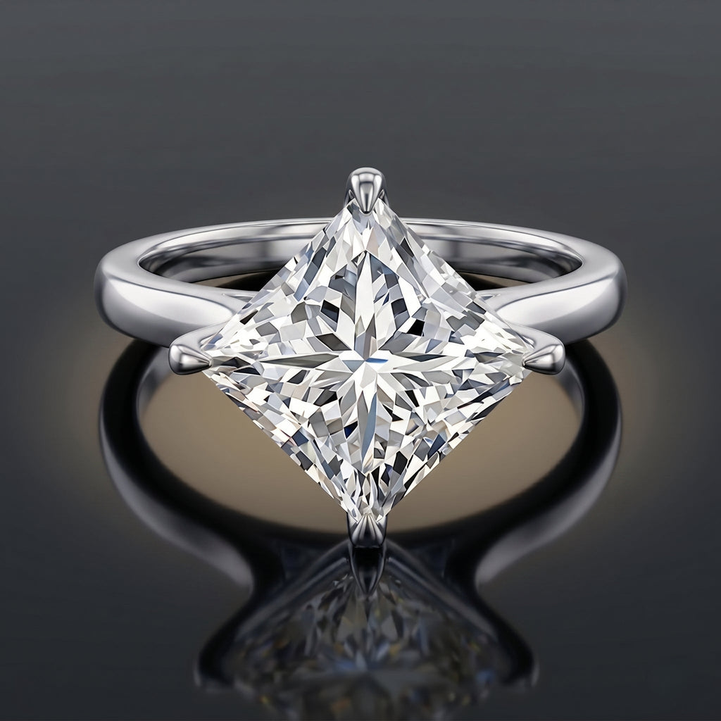 IGI Certified 4 Carat Princess Cut Lab Grown Diamond Engagement Ring