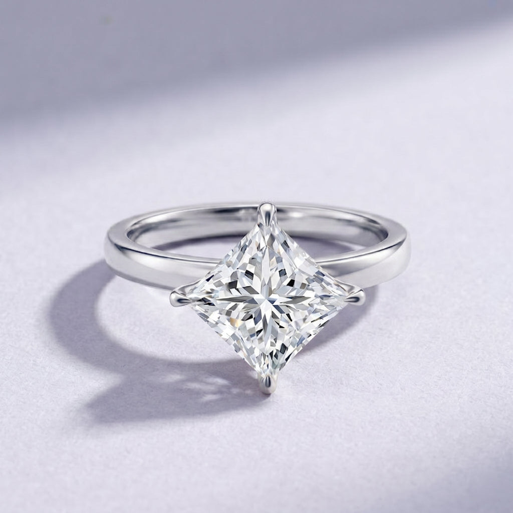 IGI Certified 4 Carat Princess Cut Lab Grown Diamond Engagement Ring