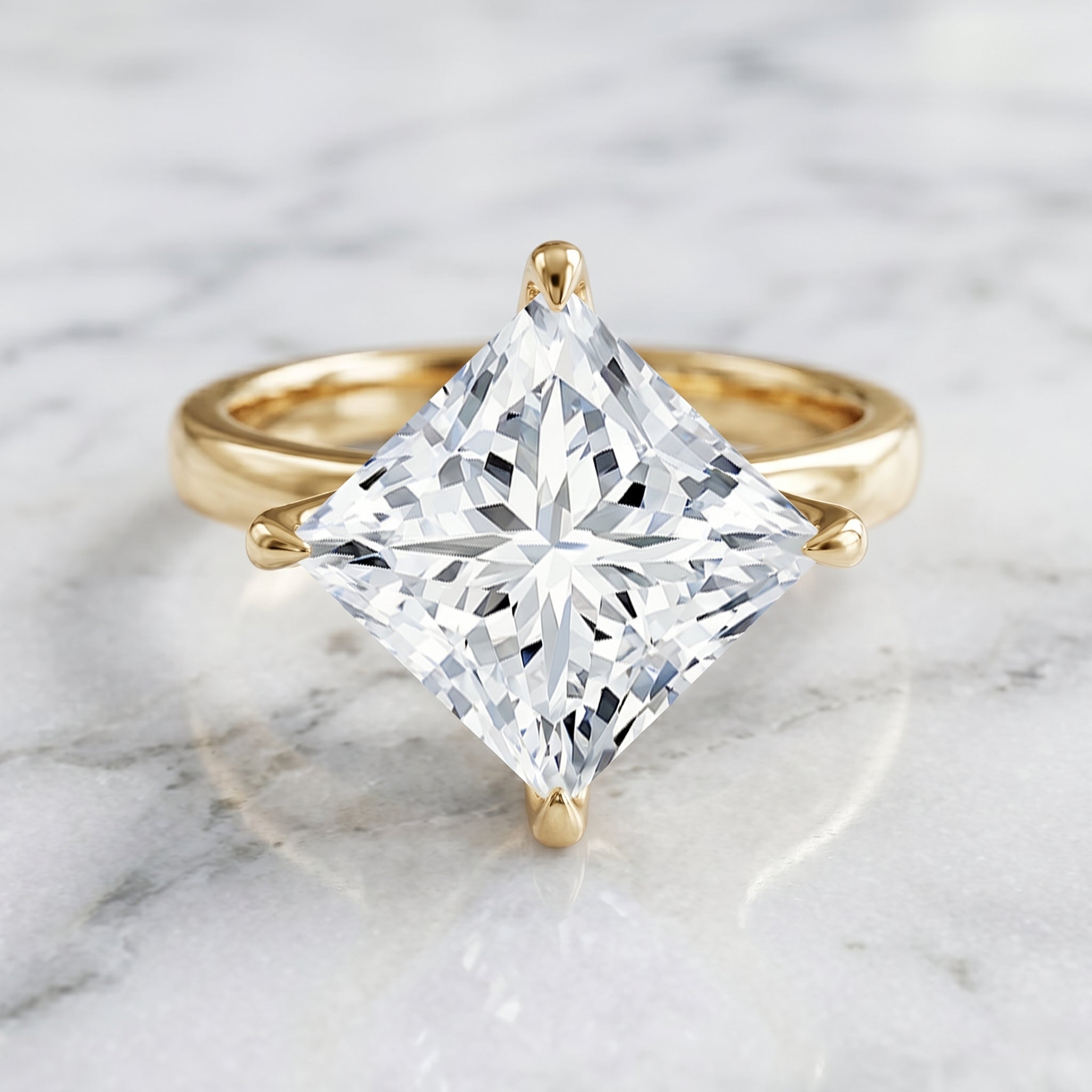 IGI Certified 4 Carat Princess Cut Lab Grown Diamond Engagement Ring
