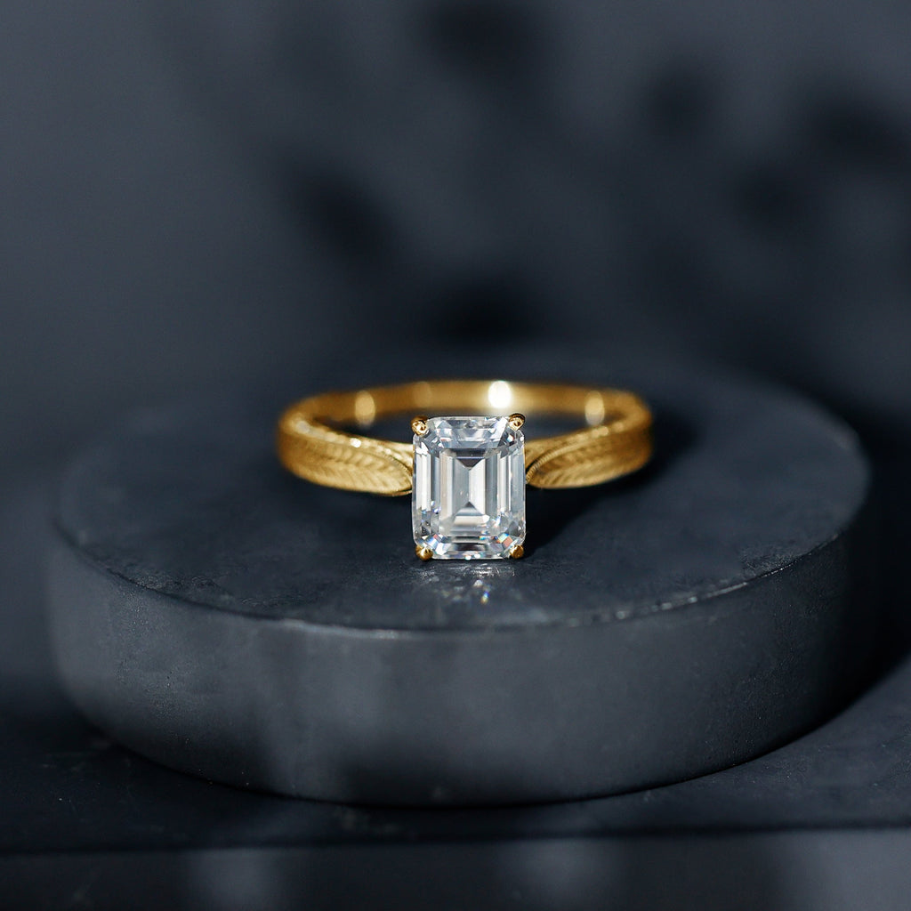 Ethically Sourced 3 Carat Lab Grown Diamond Emerald Cut Engagement Ring IGI Certified