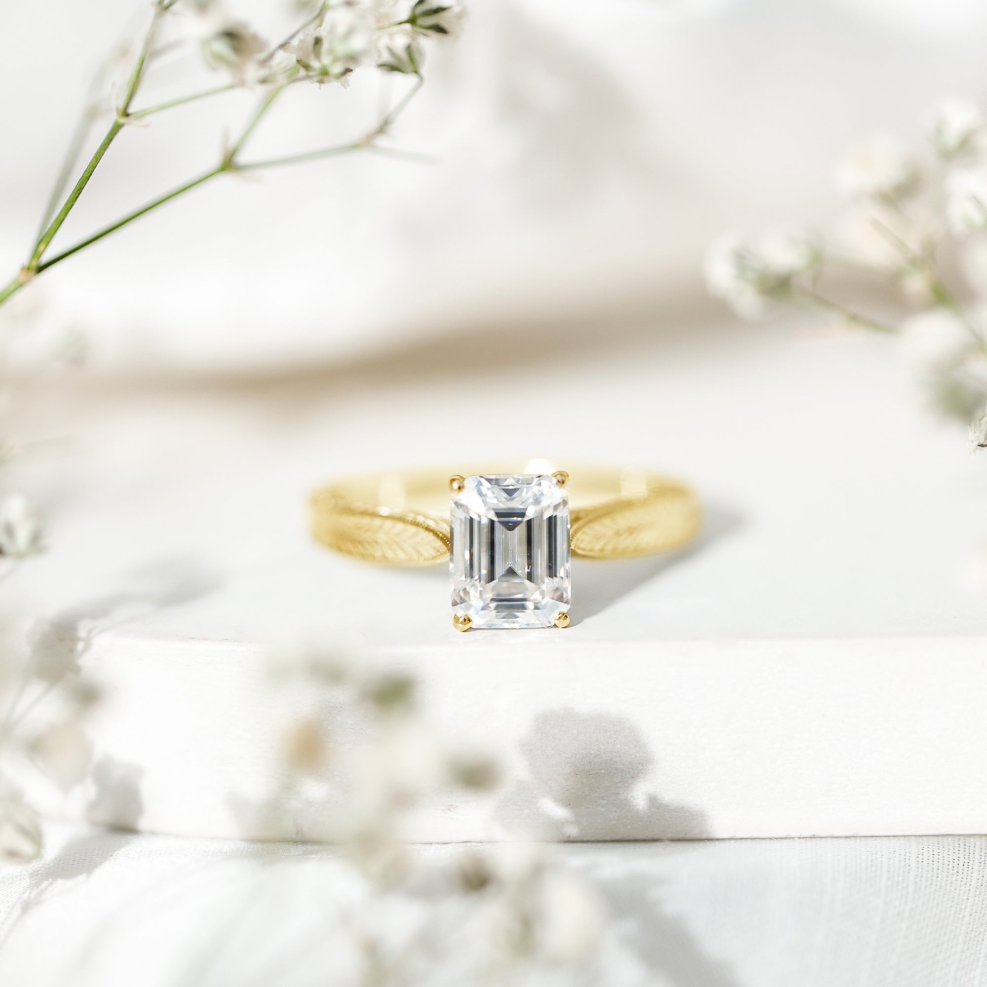 Ethically Sourced 3 Carat Lab Grown Diamond Emerald Cut Engagement Ring IGI Certified