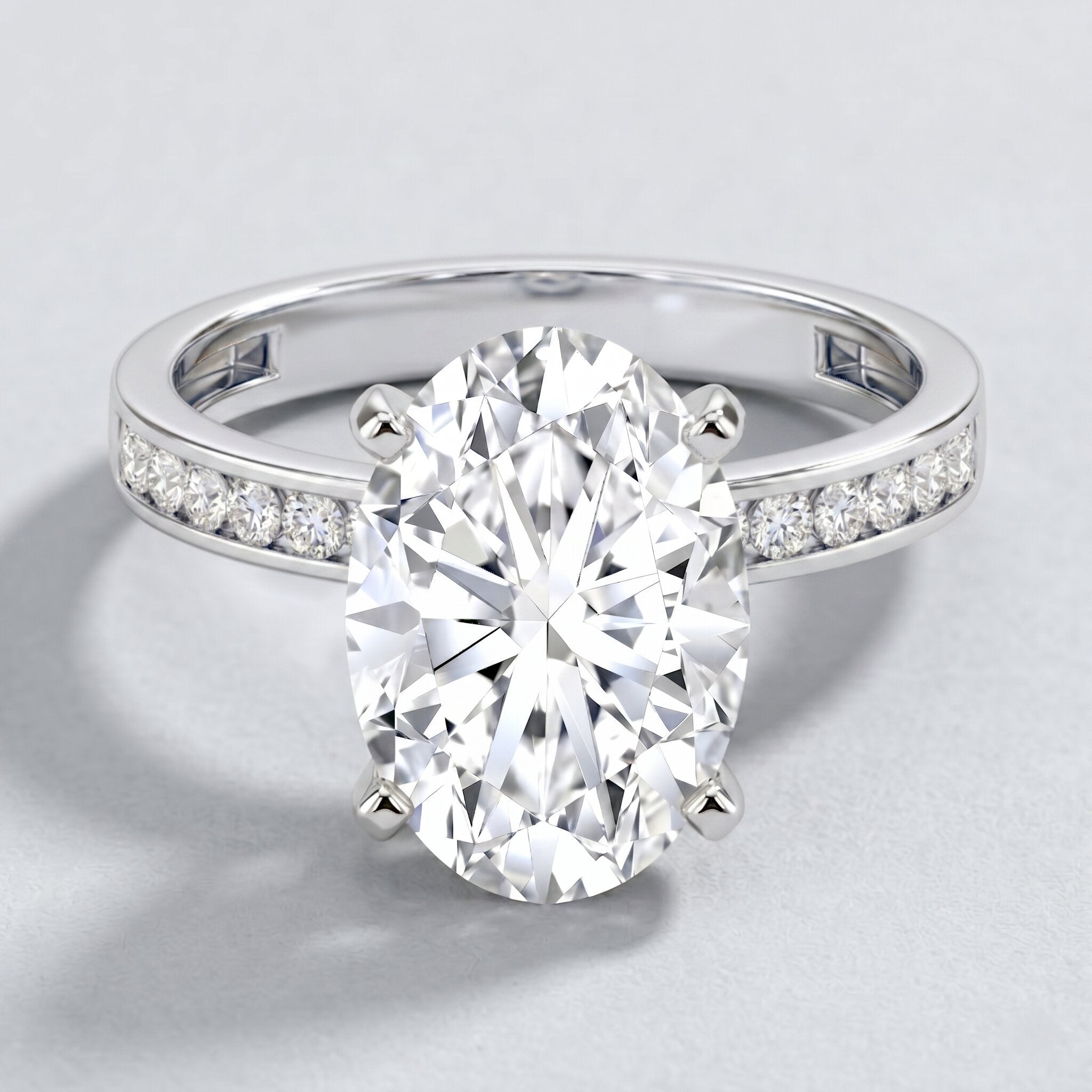4 Carat Oval Shaped Lab Grown Diamond Huge Engagement Ring with IGI Certificate